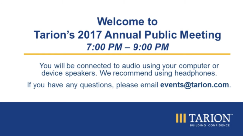 Tarion's Annual Public Meeting 2017